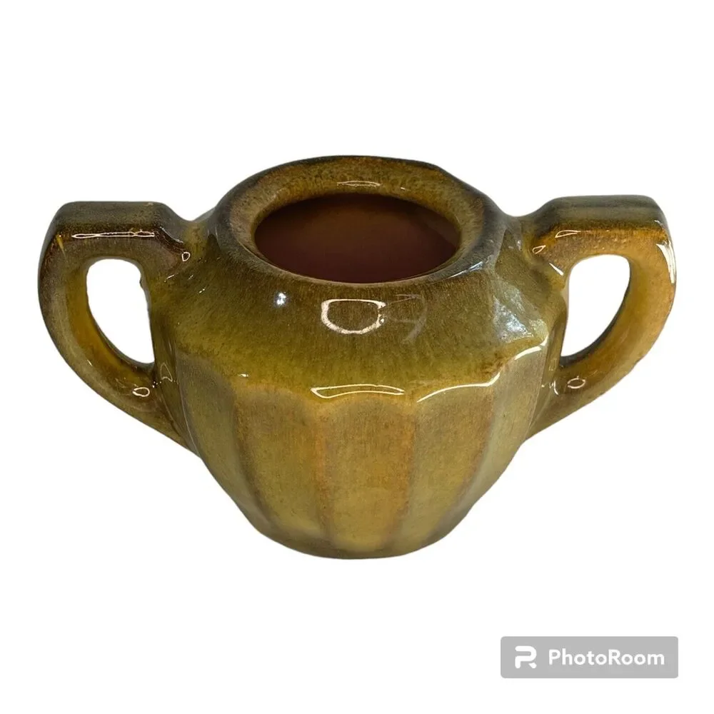 Gonder Original #33 Sugar No Lid- Rare Yellow Glaze w Brown Drip Perfect Cond.